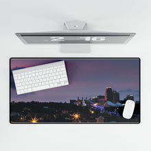 Load image into Gallery viewer, Desk Mat - Kansas City Downtown View Framed by The Roasterie&#39;s Famous Roof Top Cargo Plane